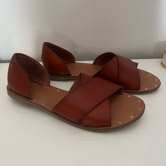 Cynthia Rowley Brown Leather Sandals - Picture 1 of 5